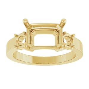 10K Yellow Gold 10x7 mm Emerald Ring Mounting – image 6