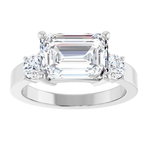 18K White Gold 10x7 mm Emerald Ring Mounting – image 5