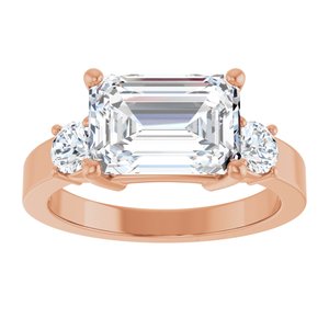 14K Rose Gold 10x7 mm Emerald Ring Mounting – image 5