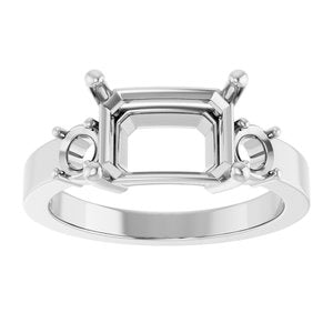 10K White Gold 10x7 mm Emerald Ring Mounting – image 6