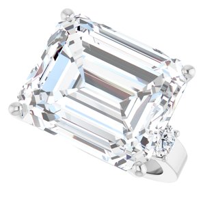 14K X1 White Gold 15x13 mm Emerald Ring Mounting – image 8