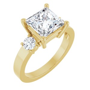 10K Yellow Gold 7.5x7.5 mm Square Ring Mounting