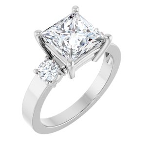 10K White Gold 7.5x7.5 mm Square Ring Mounting