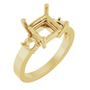 10K Yellow Gold 7.5x7.5 mm Square Ring Mounting – image 2