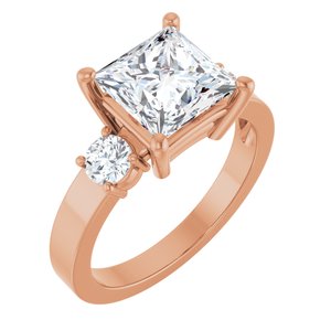 14K Rose Gold 7.5x7.5 mm Square Ring Mounting
