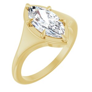 18K Yellow Gold 12x6 mm Marquise Ring Mounting