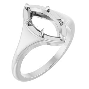 14K X1 White Gold 12x6 mm Marquise Ring Mounting – image 2