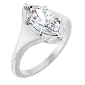 14K X1 White Gold 12x6 mm Marquise Ring Mounting