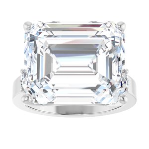 Sterling Silver 15x13 mm Emerald Ring Mounting – image 5