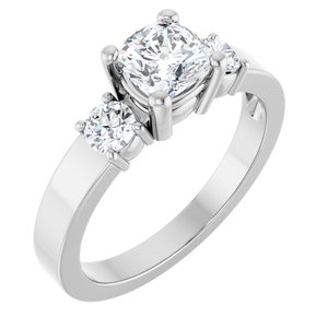 14K White Gold 5.5x5.5 mm Cushion Ring Mounting