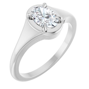 14K White Gold 7x5 mm Oval Ring Mounting