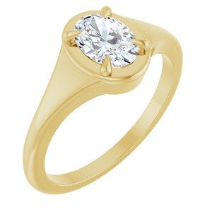 18K Yellow Gold 7x5 mm Oval Ring Mounting