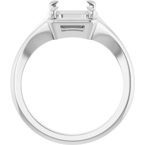 18K White Gold 9x7 mm Emerald Ring Mounting – image 4