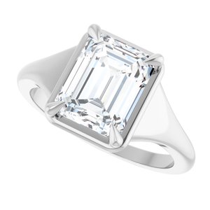 18K White Gold 9x7 mm Emerald Ring Mounting – image 8