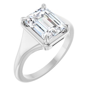 Platinum 9x7 mm Emerald Ring Mounting