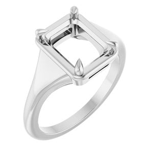 14K White Gold 9x7 mm Emerald Ring Mounting – image 2