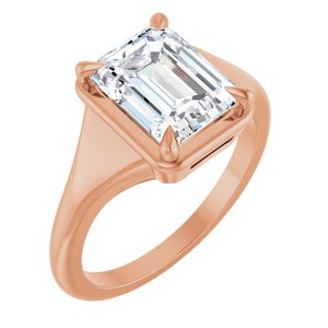 18K Rose Gold 9x7 mm Emerald Ring Mounting