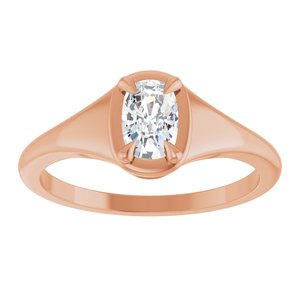 14K Rose Gold 6x4 mm Elongated Cushion Ring Mounting – image 5