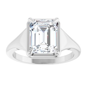 10K White Gold 9x7 mm Emerald Ring Mounting – image 5
