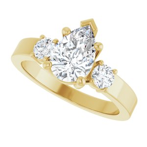 18K Yellow Gold 9x6 mm Pear Ring Mounting – image 8