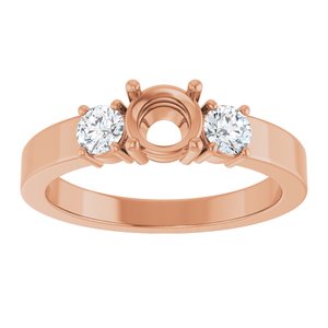 14K Rose Gold 5.2 mm Round Ring Mounting – image 6