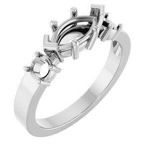 10K White Gold 9x4.5 mm Marquise Ring Mounting – image 2