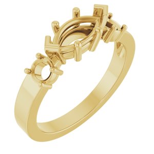 14K Yellow Gold 9x4.5 mm Marquise Ring Mounting – image 2