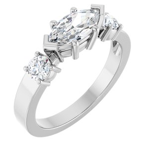 10K White Gold 9x4.5 mm Marquise Ring Mounting