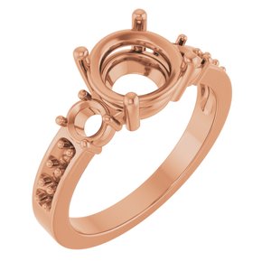14K Rose Gold 8 mm Round Ring Mounting – image 2