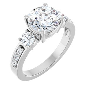 18K White Gold 8 mm Round Ring Mounting