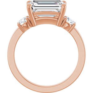 14K Rose Gold 10x7 mm Emerald Ring Mounting – image 3