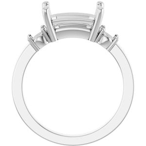 14K White Gold 10x7 mm Emerald Ring Mounting – image 4
