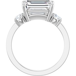 18K White Gold 10x7 mm Emerald Ring Mounting – image 3