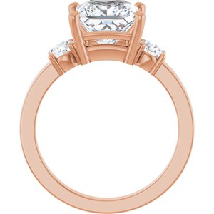 18K Rose Gold 7.5x7.5 mm Square Ring Mounting – image 3
