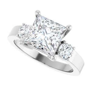 10K White Gold 7.5x7.5 mm Square Ring Mounting – image 8