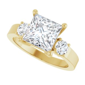 14K Yellow Gold 7.5x7.5 mm Square Ring Mounting – image 8