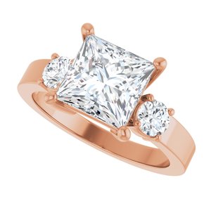 18K Rose Gold 7.5x7.5 mm Square Ring Mounting – image 8