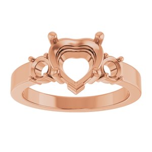 18K Rose Gold 8x8 mm Heart Ring Mounting – image 6