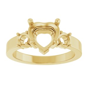 18K Yellow Gold 8x8 mm Heart Ring Mounting – image 6