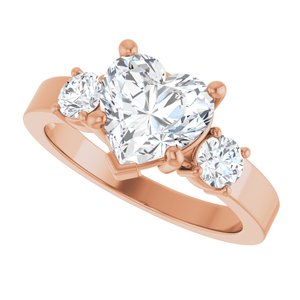 18K Rose Gold 8x8 mm Heart Ring Mounting – image 8