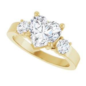 18K Yellow Gold 8x8 mm Heart Ring Mounting – image 8