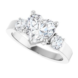 18K White Gold 8x8 mm Heart Ring Mounting – image 8