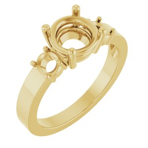 18K Yellow Gold 7.4 mm Round Ring Mounting – image 2