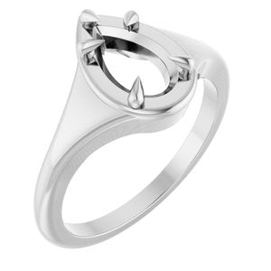 14K X1 White Gold 9x5.5 mm Pear Ring Mounting – image 2