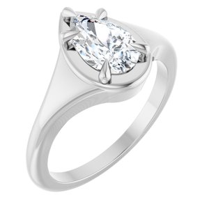18K White Gold 9x5.5 mm Pear Ring Mounting