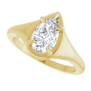 14K Yellow Gold 9x5.5 mm Pear Ring Mounting – image 8