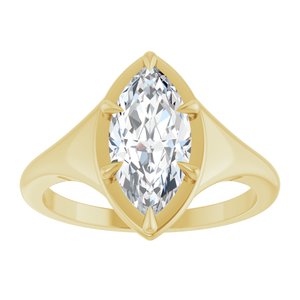 18K Yellow Gold 12x6 mm Marquise Ring Mounting – image 5