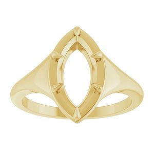 18K Yellow Gold 12x6 mm Marquise Ring Mounting – image 6