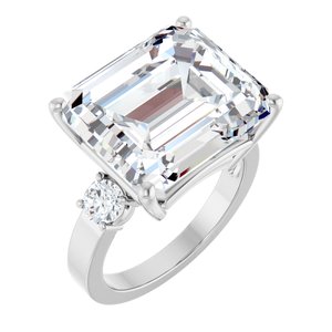 14K White Gold 15x13 mm Emerald Ring Mounting