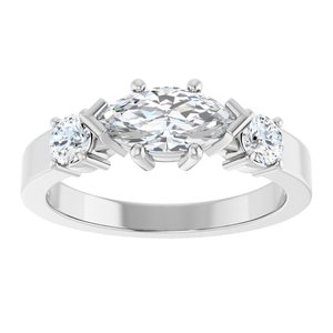 14K X1 White Gold 9x4.5 mm Marquise Ring Mounting – image 5